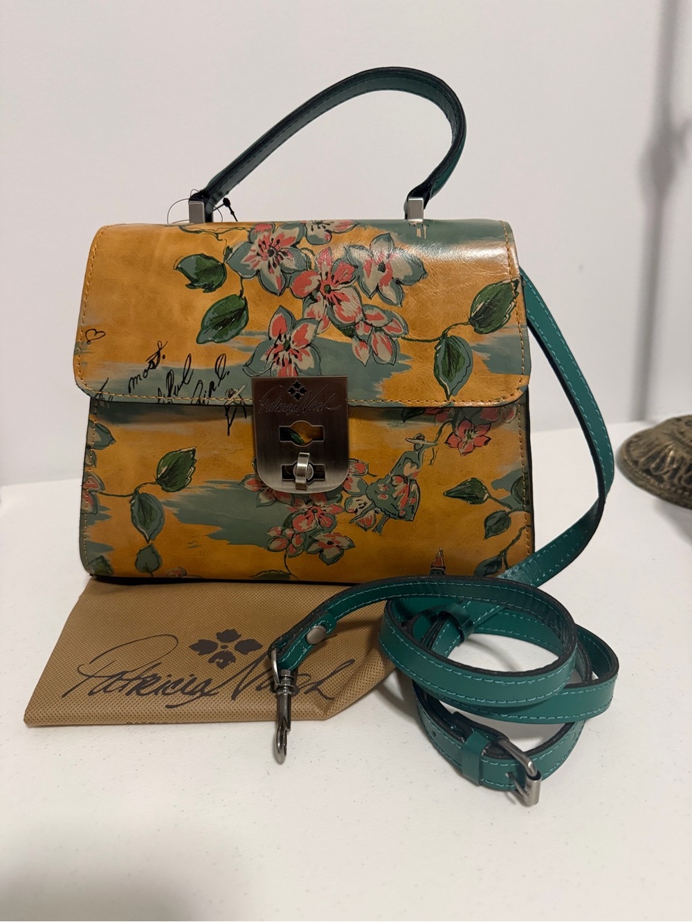 Patricia Nash Beautiful Girl Collection Floral-Print Leather Satchel Handbag NWT